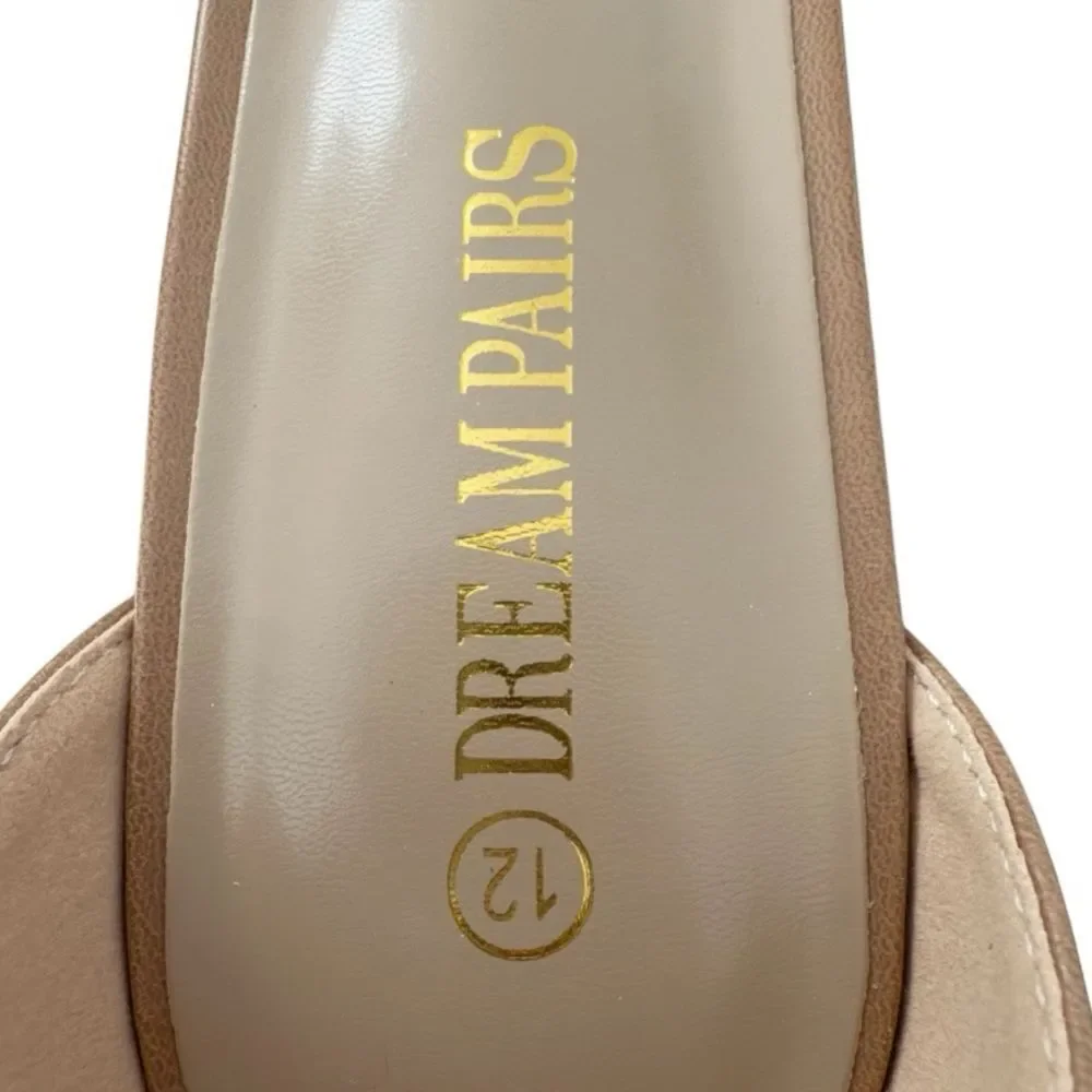 Dream Pairs Nude Tan Block Heel Ankle Strap Sandals Size 12 Low Chunk⁠